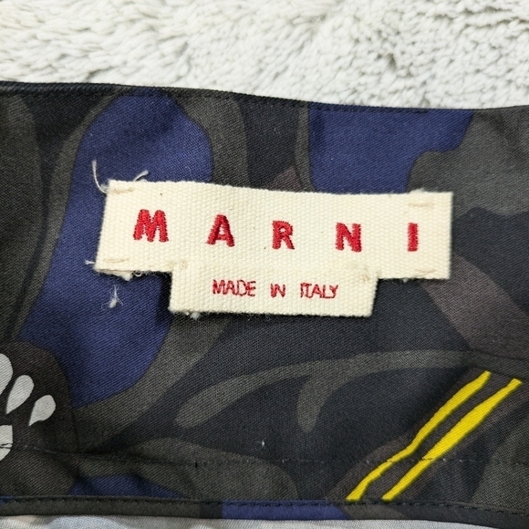 Marni Skirt Women's 40 US 4 Black Blue Floral Abstract High Waist Cotton Retro - Picture 9 of 9